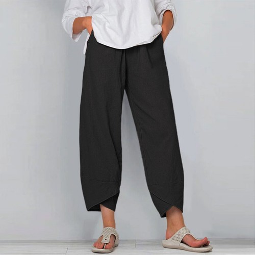 Womens Ladies Cotton Linen Baggy Harem Pants Summer Casual Trousers Plus Size US - Picture 25 of 32