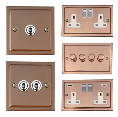G&H Trimline Bright Copper TBC2 Steckdosen, Lichtschalter, Dimmer, Kippschalter