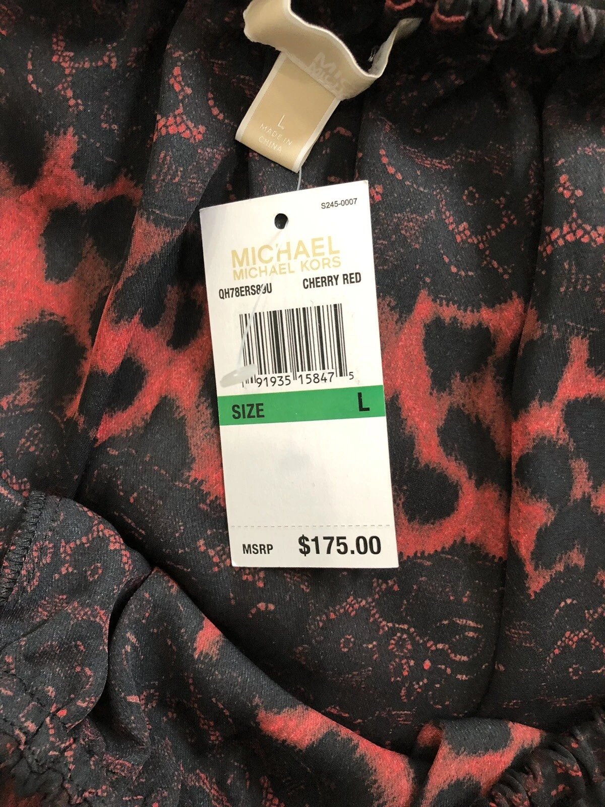 Abito donna Michael Kors taglia grande spalle scoperte colore rosso ciliegia e nero