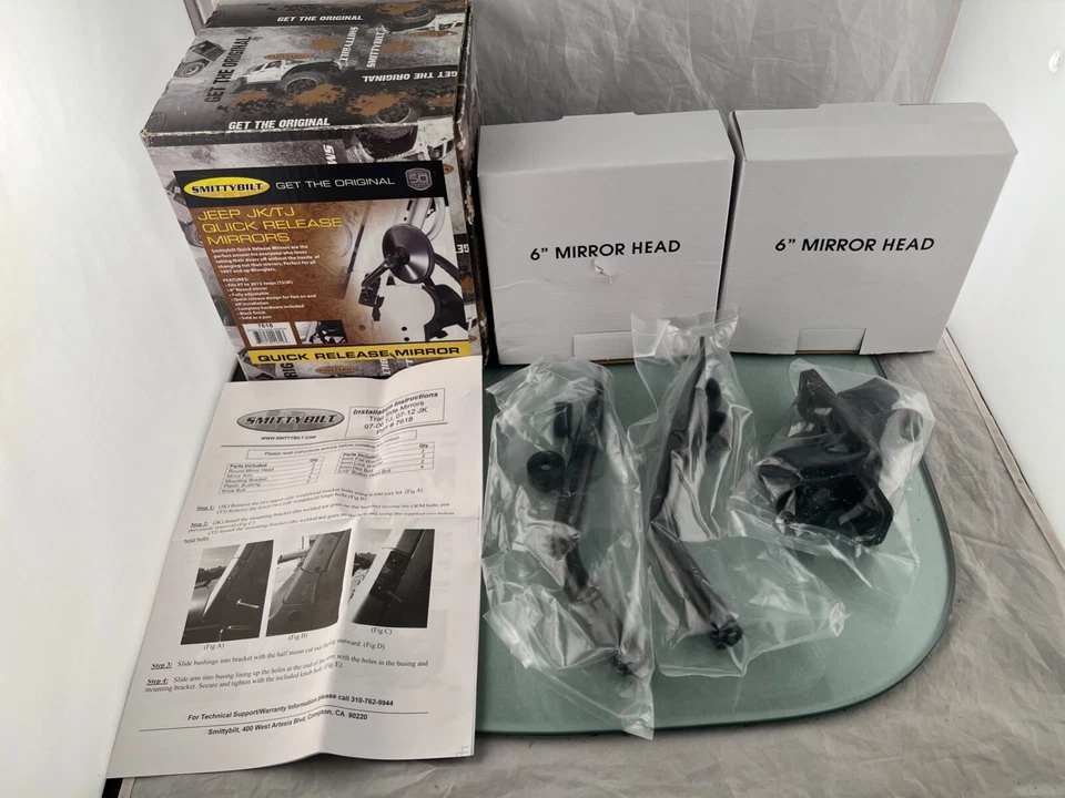 Espejos retrovisores de liberación rápida Smittybilt Jeep JK/TJ - se adapta a 97 a 2013 JK/TJ - caja abierta Foto 2 de 4