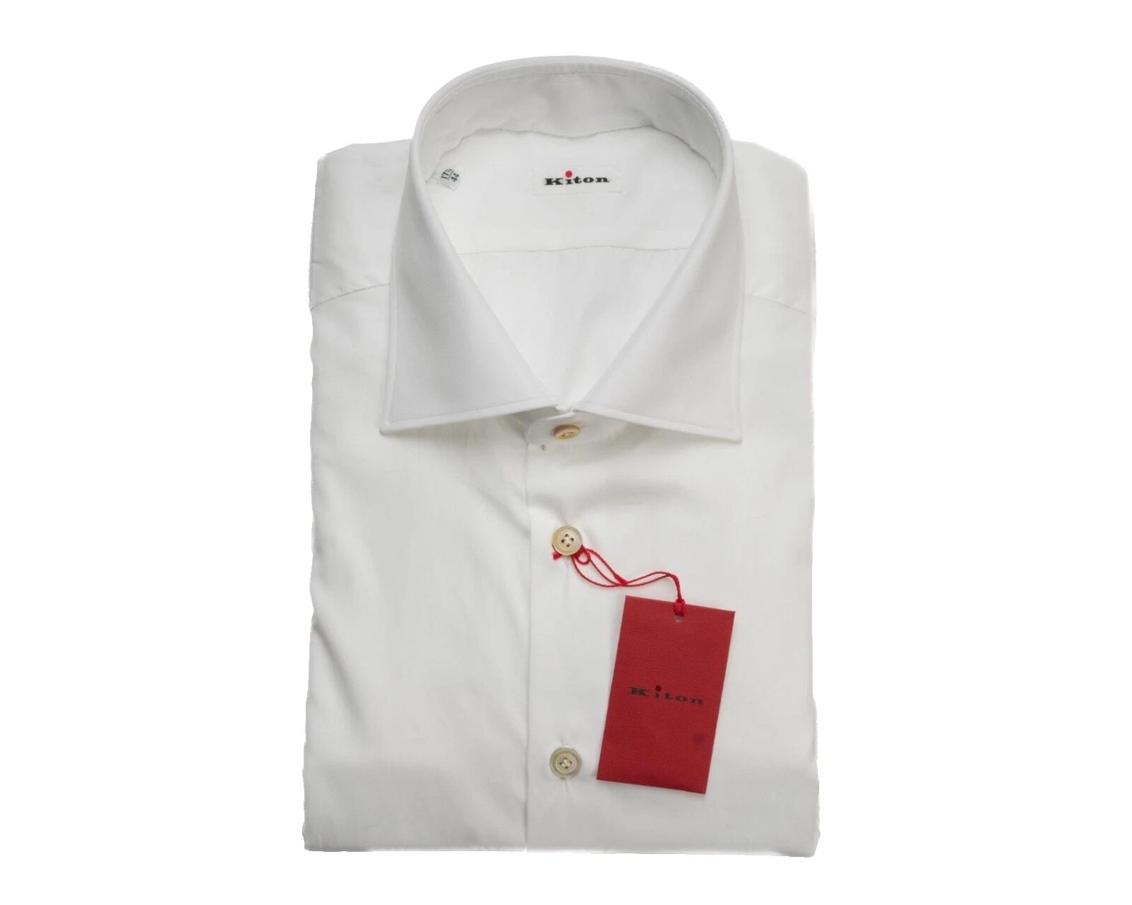 Kiton 100% Algodón Blanco Camisas de vestir para hombres