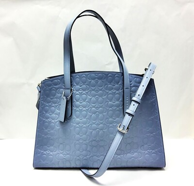 Coach Charlie Carryall 28 Zoll Signature Kalbsleder Umhängetasche/Handtasche in Blau