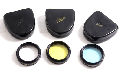 VINTAGE IHAGEE DRESDEN THREADED 37MM CAMERA LENS FILTER SET WITH CASE