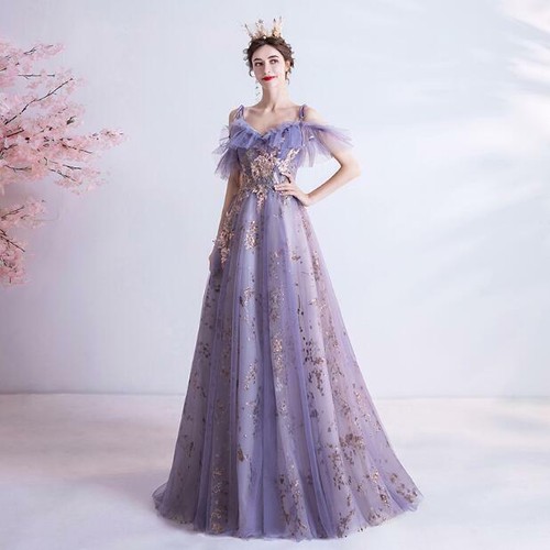 Trendy Embroidery Flowers Tulle Evening Dresses Cocktail Banquet Party Prom Gown - 第 2/12 張圖片