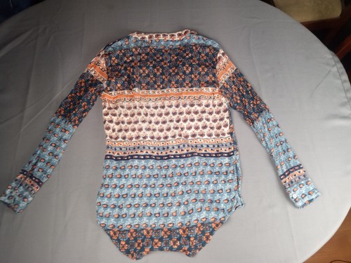Free People Women XS/TP Patterned Button Up Long Sleeve Collared Shirt Casual - Picture 10 of 18