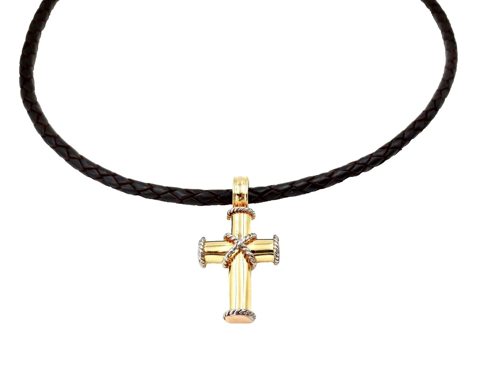 Joyas de Oro Blanco de cuero para hombres