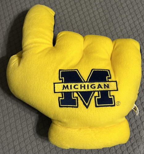 Michigan Wolverines Go Blue Stuffed Fan Hand Licensed Preowned - Picture 2 of 6