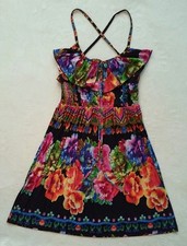 XXI Womens Sundress Small Floral Spaghetti Straps BEACH CUTE Stretch Flowers
