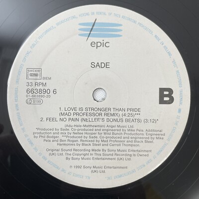 ヨーロッパ盤 LP SADE FEEL NO PAIN EPIC シャーデー Sade – Feel No Pain 12