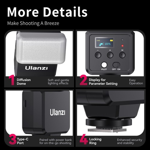 Ulanzi F32 Camera Flash Speedlite Wireless On-Camera Speedlite for Sony Canon - Picture 9 of 12