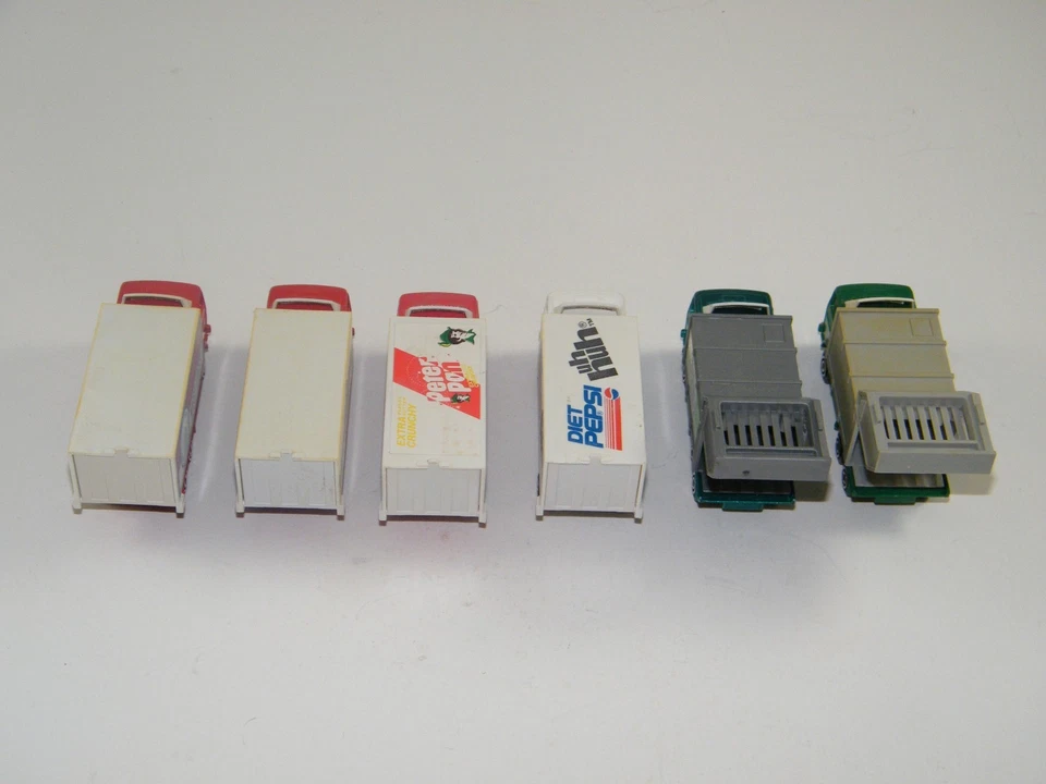 (6) VINTAGE ~ MAJORETTE BOX / GARBAGE TRUCKS: PEPSI, PETER PAN, PIZZA, ETC. - Image 3 of 4