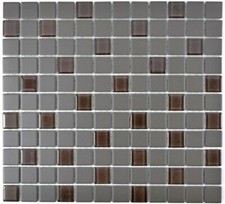 Mosaico Tegola ceramica vetro Terrazzo specchio marrone 18-1313-R10_f |10 foglie