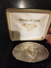 Vintage Waves of Gold North American Fishing Club Belt Buckle w/Box In Good COND