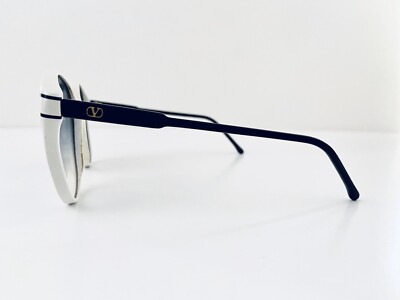 Valentino oversized black and white vintage style sunglasses. Vintage Valentino Oversized Round White w Black Temples  main image 4