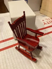 VTG DOLLHOUSE MINIATURE BEAUTIFUL MAROON ROCKING CHAIR #1010M, NIB, MAGNIFICENT!