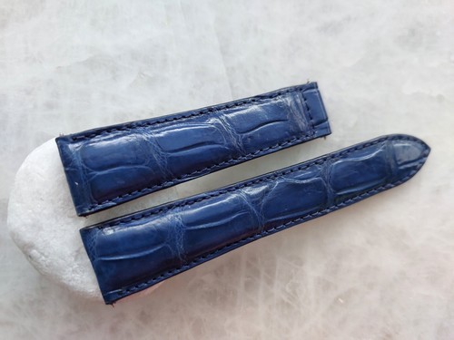 Uhrenarmband Armband 22 mm/18 mm blau Alligator Krokodildruck Leder - Bild 4 von 4