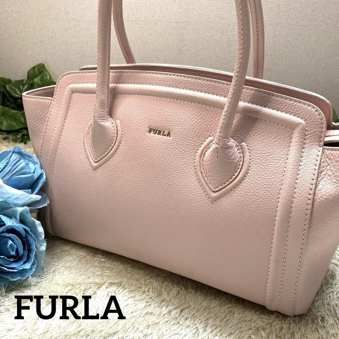 バッグ FURLA college FURLA College Tote Bag Light Pink Leather From Japan | eBay