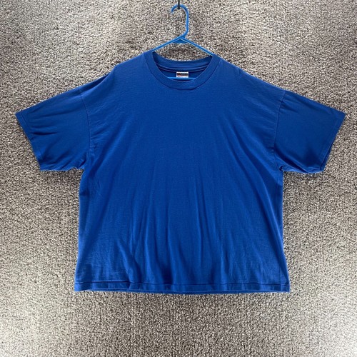Vintage Hanes Heavyweight 50/50 Hemd Herren 2XL XXL Blau Einzelnaht Blanko Erwachsene