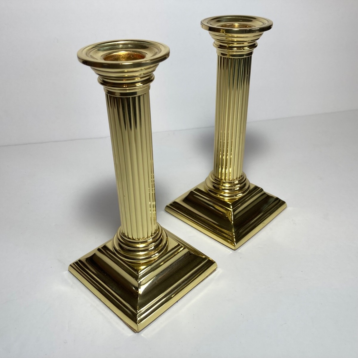 Baldwin Smithsonian Heavy Brass Candlesticks (Pair) - Ornate