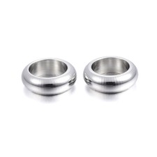50pcs 304 Stainless Steel Ring Bead Spacers Metal Mini Large Hole Beads 6x2mm