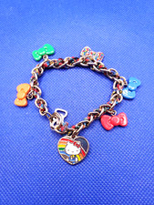 Hello Kitty Rainbow Charm Bracelet Pride Colors Plastic and Confetti Bows