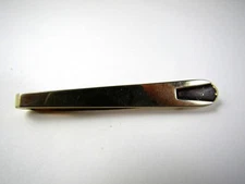 Vintage Collectible Tie Bar: Black Tip Modernist Gold Tone