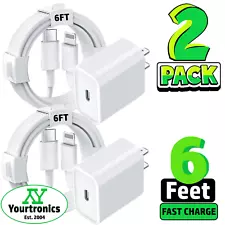 2 Pack Fast Charger Type C Wall Charger For iPhone 14 13 12 11 X XS XR Pro Max