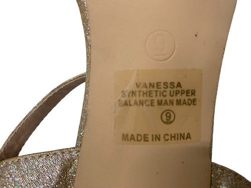Women’s L Lorraine Vanessa Gold Sparkle Slingback Open Toe Heeled Sandals Sz-9 - Picture 10 of 10
