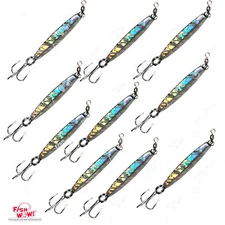 10pcs 2oz Fishing Diamond Jig Mylar Holographic Laser jigs with Treble Hook @US
