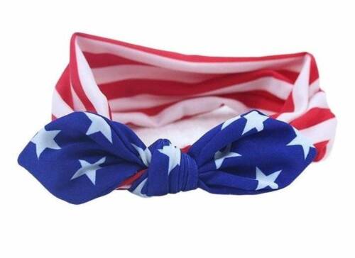 Patriotic American Flag Stars Stripes Bow Knot Headband  Red White & Navy - Afbeelding 1 van 1