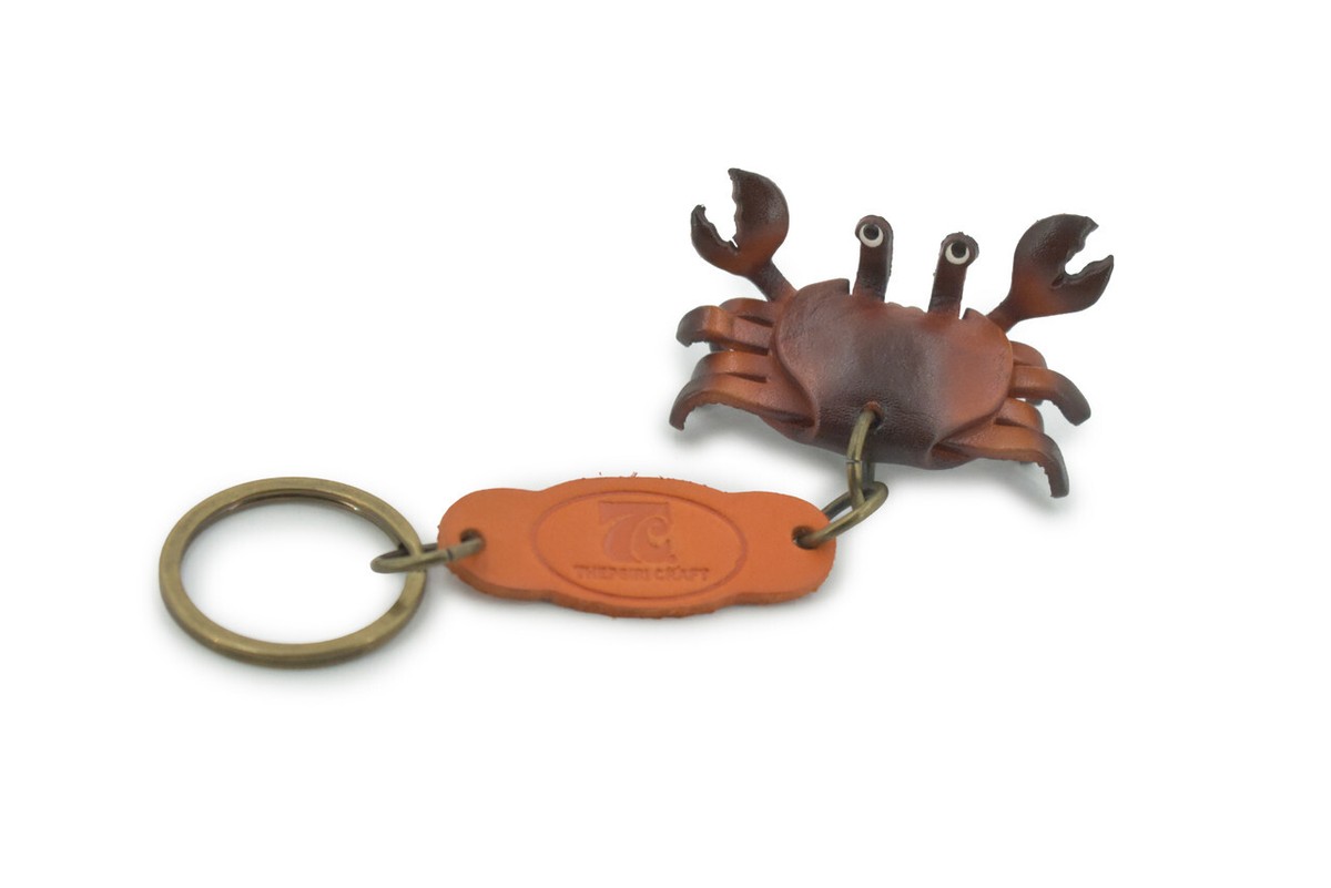 Crab, Key Chain, Brown Leather, Keychain Hand Made in Thailand 2
