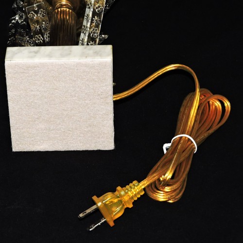 VINTAGE VANITY LAMPS (2) MARBLE /BRASS ORNATE CUT CRYSTAL PROFESSIONALLY REWIRED - Picture 6 of 6