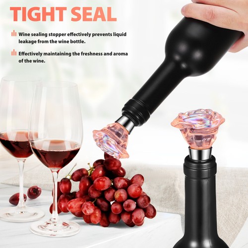 2 Pcs Rose Wine Bottle Plug Reusable Saver Stoppers Seal Beverage - 第 12/12 張圖片