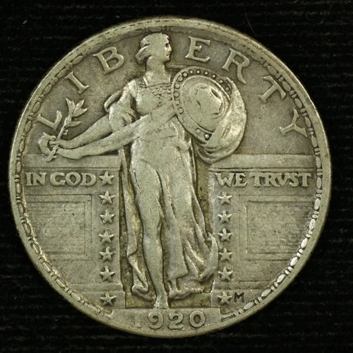 Standing Liberty Silver Quarter. 1920 P. Choice Extra Fine. Lot # 9042-44-0107