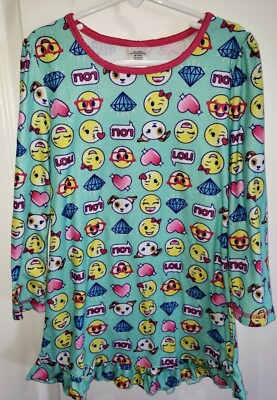 girls NIGHTGOWN SLEEPWEAR 1 PC emoji faces LOL DOG HEARTS size 6 6X WINTER long 