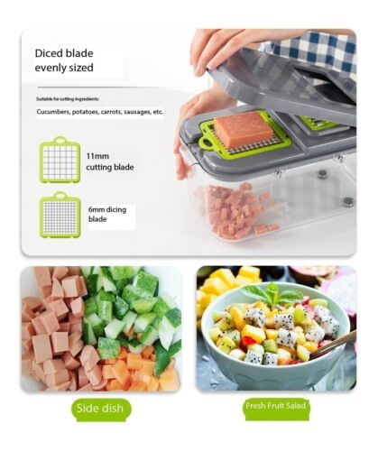 22 in 1 Vegetable Chopper Salad Fruit Mandolin Slicer Food Dicer Cutter Peeler - Picture 7 of 12