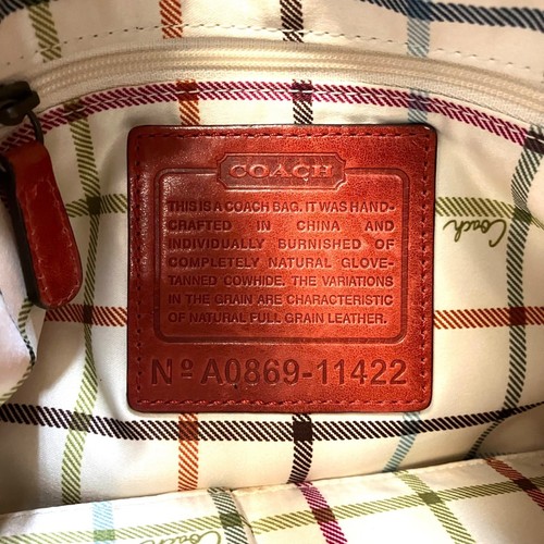 Coach Vintage 11422 Bleecker Tattersall Vachetta secchiello borsa a tracolla rossa - Foto 13 di 13