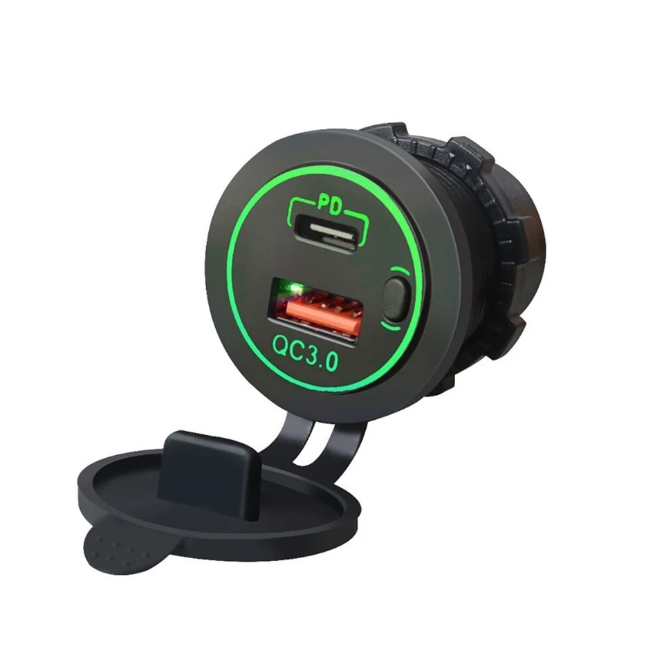 QC 3.0 USB + PD Type-C Fast Car Charger Socket Adapter Power Outlet 18W 12V/24V - Image 4 of 4