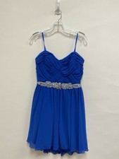 Size 13 Royal Blue Rhinestone Ladies Formal Dress POSS ALTERED 