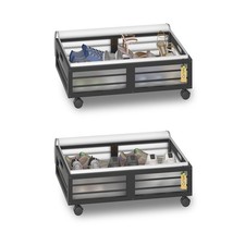 Bamboo Underbed Storage Containers with Wheels  Bag 2 Pack, Under Bed Rollin...