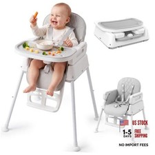 Grey 3-in-1 Baby High Chair - 3-in-1 Convertible for Babies and Toddlers