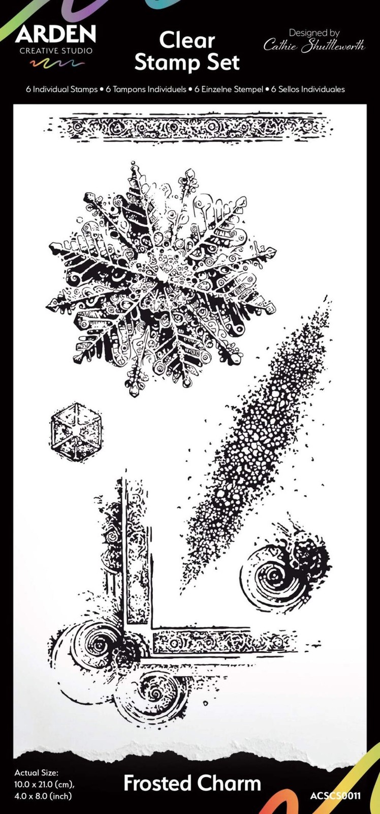 Arden Creative Studio Frosted Charm 4in x 8in Clear Stamp Set