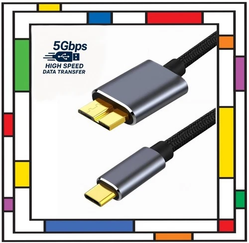 USB Type C Hard Drive Braided Cable Thunderbolt 5Gbps for Portable Hard Drive