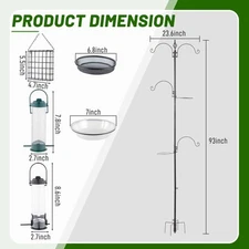 Premium Bird Feeding Garden Station 93 in Height Bird Feeder Pole Planter Hanger