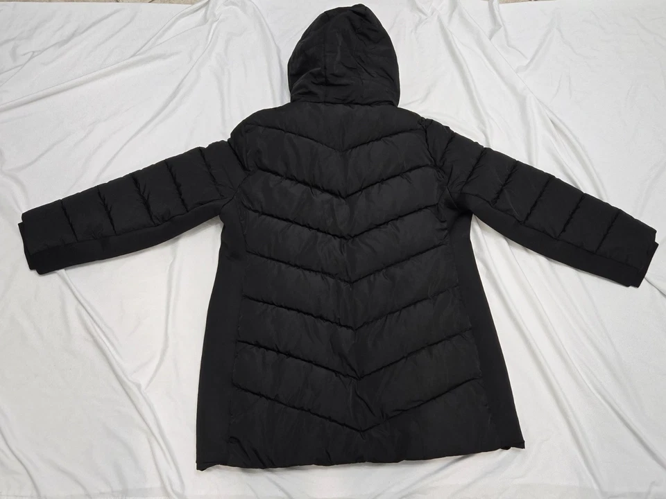 Abrigo Andrew Marc Mujer Talla XXL Puffer Negro Con Capucha Negro Imitación Piel Chaqueta Cálido  Foto 3 de 4