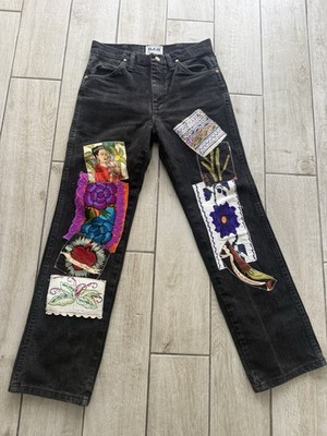 Vintage Rare Wrangler Frida Kahlo Patchwork Jeans 29 X 30