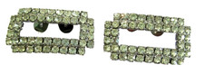 VINTAGE RHINESTONE SHOE BUCKLES RECTANGLE PRONG SET