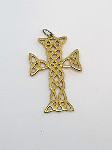 Authentic Gold Plated Sterling Silver Celtic Triquetra, Trinity Knot Cross