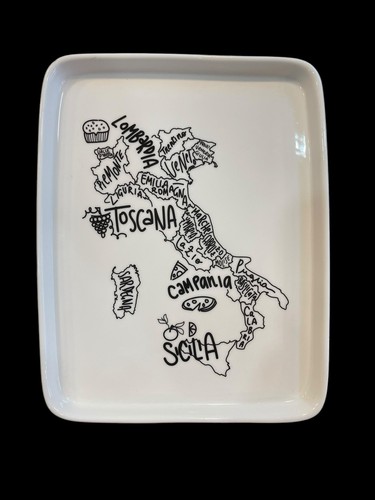 Borgo de’ medici ITALIA Mapa Blanco Porcelana Cerámica Bandeja para Servir NUEVO - Imagen 3 de 9