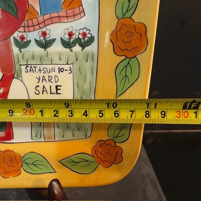 Susan Paley Ganz Ladies Club Yard Sale Decorative 11" Plate Square Yellow Roses - Image 3 of 4